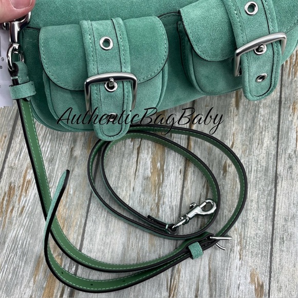 Coach Ashton Shoulder Bag In Mint Green Suede Crossbody Purse - Picture 6 of 9